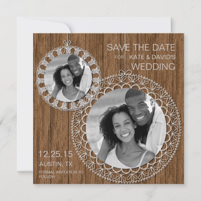 Rustikales Shabby Country Wedding Foto Save the Da Save The Date (Vorderseite)