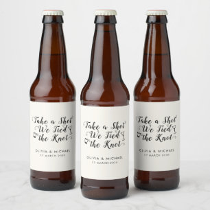 Rustikales Shot Tied the Knot WedDrink Bierflaschenetikett