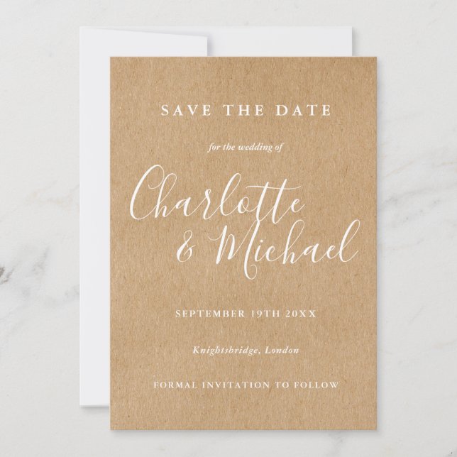 Rustikales Signaturskript Hochzeit Speichern Sie d Save The Date (Vorderseite)