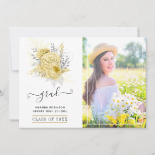 Rustikales Silber- und Gold-Blumen-Abschlussfoto Ankündigung