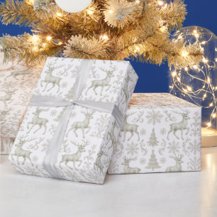 Rustikales, Silber/Weiß modernes Weihnachtsmuster Geschenkpapier
