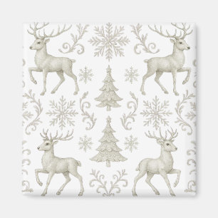 Rustikales, Silber/Weiß modernes Weihnachtsmuster Magnet