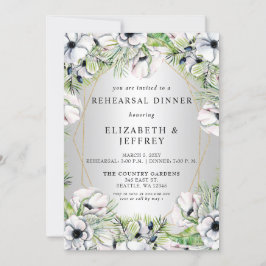 Rustikales Silver Anemone Gold Probe Dinner Einladung