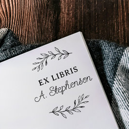 Rustikales Skript Botanische Blätter Ex Libris Buc Gummistempel