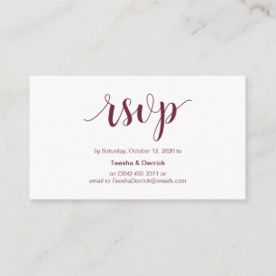 Rustikales Skript, Burgund-Farbe, Hochzeitsraster Begleitkarte