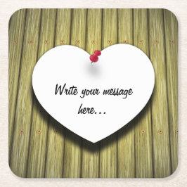 Rustikales Skript für das Papierherz Rechteckiger Pappuntersetzer