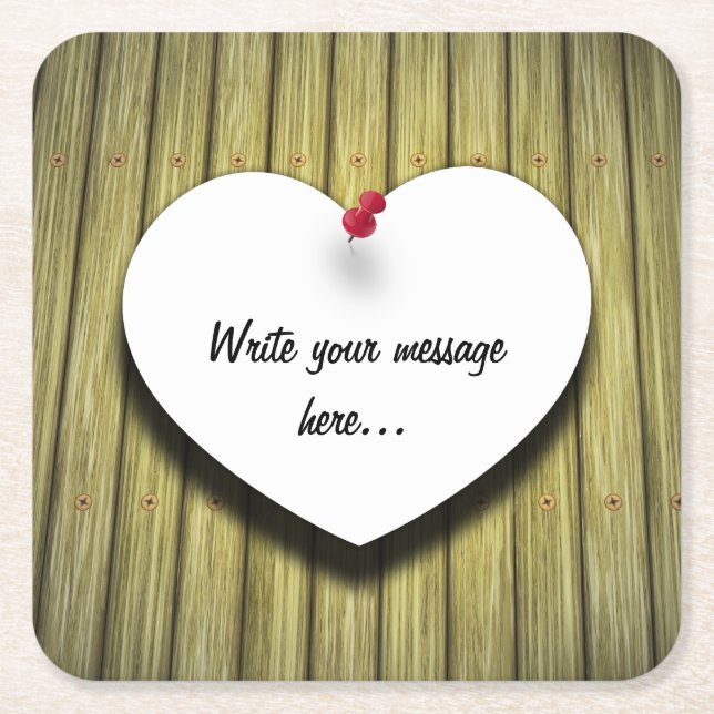 Rustikales Skript für das Papierherz Rechteckiger Pappuntersetzer (Vorderseite)