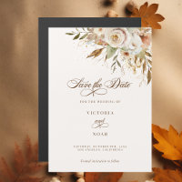 Rustikales Skript für Rose im Herbst Save the Date