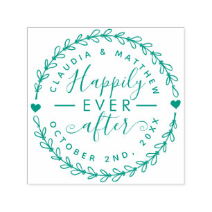 Rustikales Skript "Happily Ever After" Hochzeitsta Permastempel