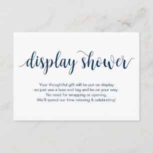 Rustikales Skript, Navy Blue Farbe, Display Dusche Begleitkarte