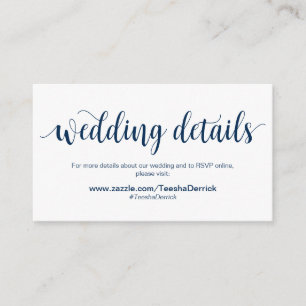 Rustikales Skript, Navy Blue, Hochzeitdetails, Has Begleitkarte
