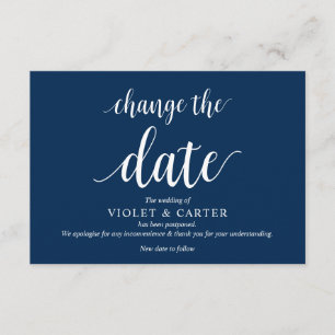 Rustikales Skript, Navy Blue Script, Hochzeitversc Begleitkarte