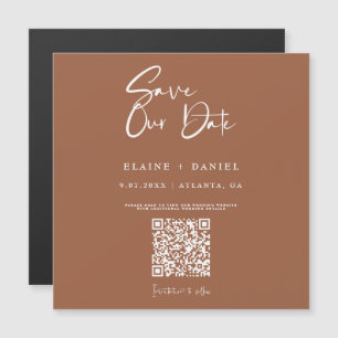 Rustikales Skript-QR-Code Save The Date Magnet