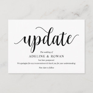 Rustikales Skript, Schwarz, Hochzeitverschiebung,  Begleitkarte