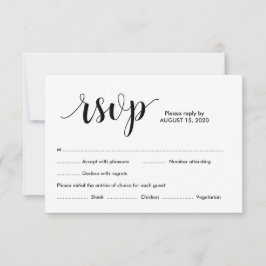 Rustikales Skript, Schwarzer Schriftart, Hochzeits RSVP Karte