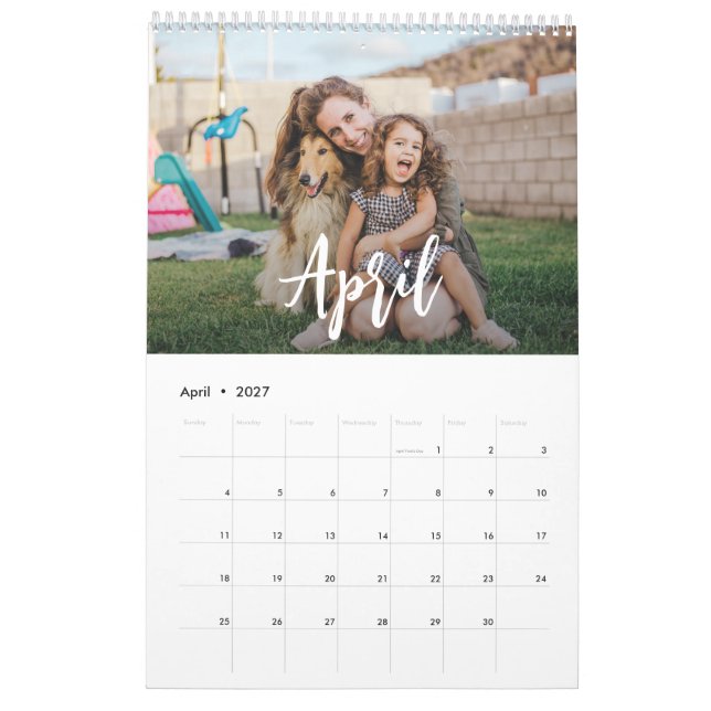 rustikales Skriptfamilie Foto Kalender (Apr 2027)