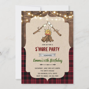 Rustikales Smore Camp Thema Einladung