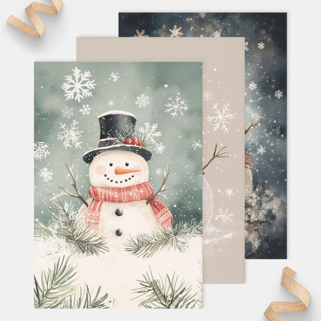 Rustikales Snowman Art Varieté-Decoupage Geschenkpapier Set (Von Creator hochgeladen)