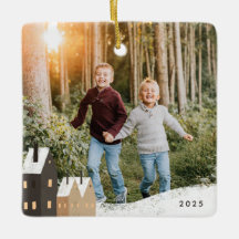 Rustikales Snowy Village Scene Foto