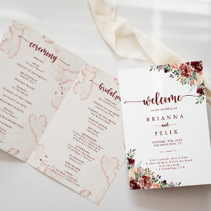 Rustikales Sommer-Flora-Folded-Hochzeitsprogramm Programm