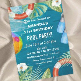 Rustikales Sommerschwimmbad Party Geburtstag Invit Einladung