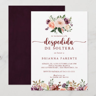 Rustikales Sommfloral Spanisches Brautparty Einladung