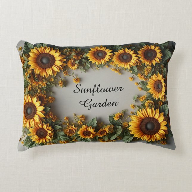 Rustikales Sonnenblumen-Blumenstrauß-Design Dekokissen (Vorderseite)