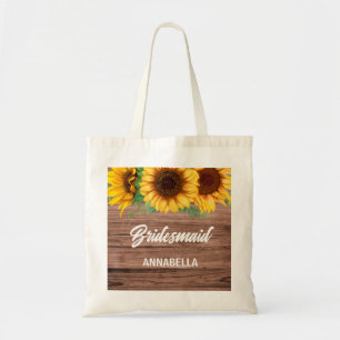 Rustikales Sonnenblumen-Brautjungfern-Geschenk Tragetasche