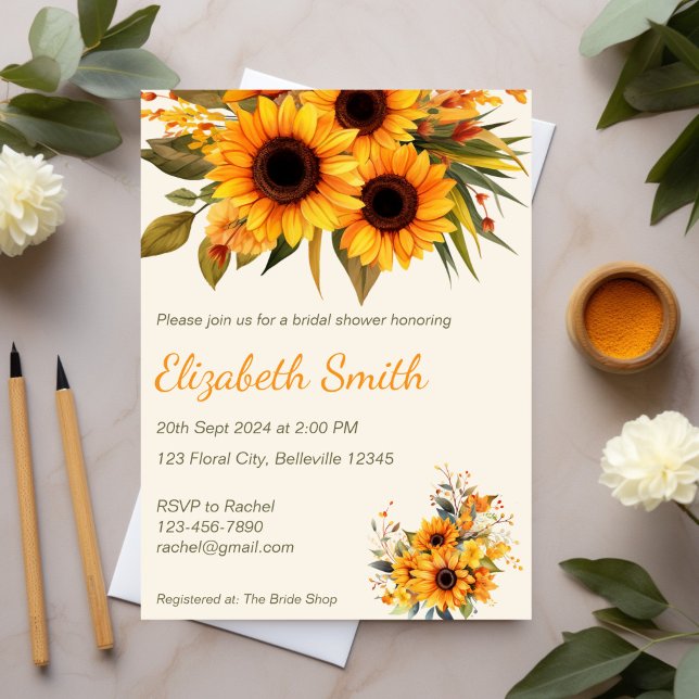 Rustikales Sonnenblumen-Brautparty Einladung (Sunflower Bridal Shower Invitation)