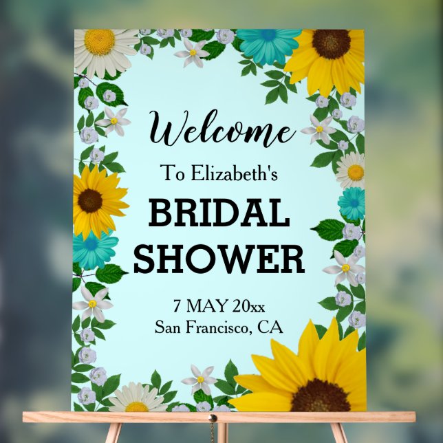 Rustikales Sonnenblumen Daisy Floral Brautparty Acrylschild (Neutral)