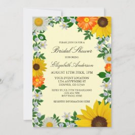 Rustikales Sonnenblumen Daisy Floral Brautparty Einladung