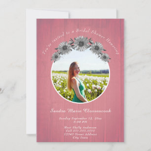 Rustikales Sonnenblumen Dusty Rose Hochzeitssemble Einladung