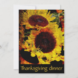 rustikales Sonnenblumen Erntedank-Abendessen-Party Einladung