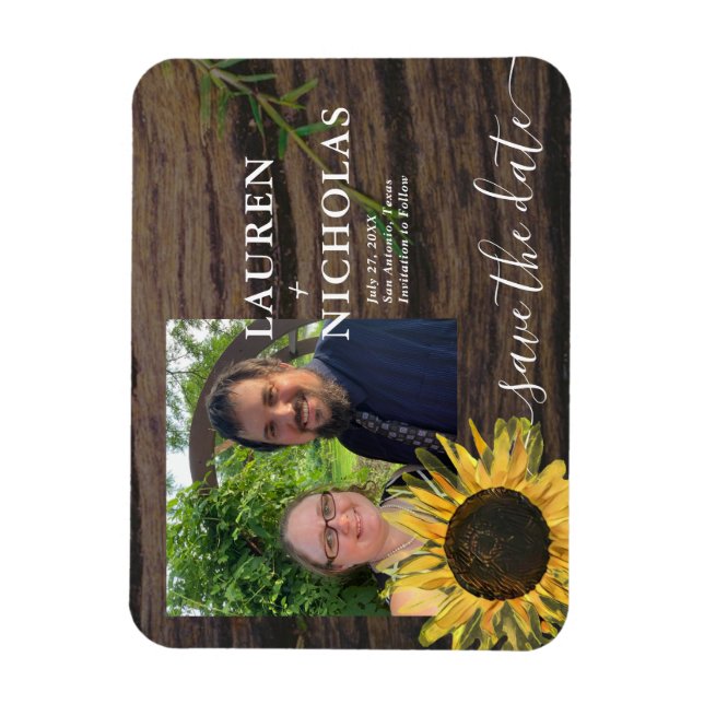 Rustikales Sonnenblumen-Foto Save the Date Magnet (Vertikal)