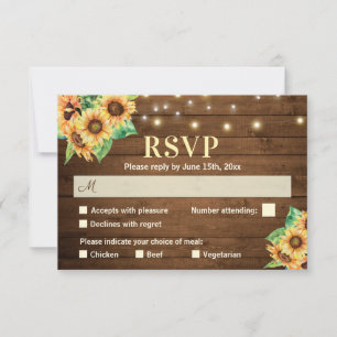 Rustikales Sonnenblumen-Herbst-Brautparty RSVP Karte