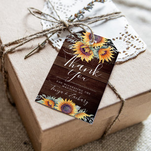 Rustikales Sonnenblumen Vielen Dank Geschenkanhänger