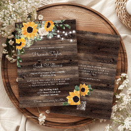 Rustikales Sonnenblumenholz QR Code UAWG Wedding Einladung