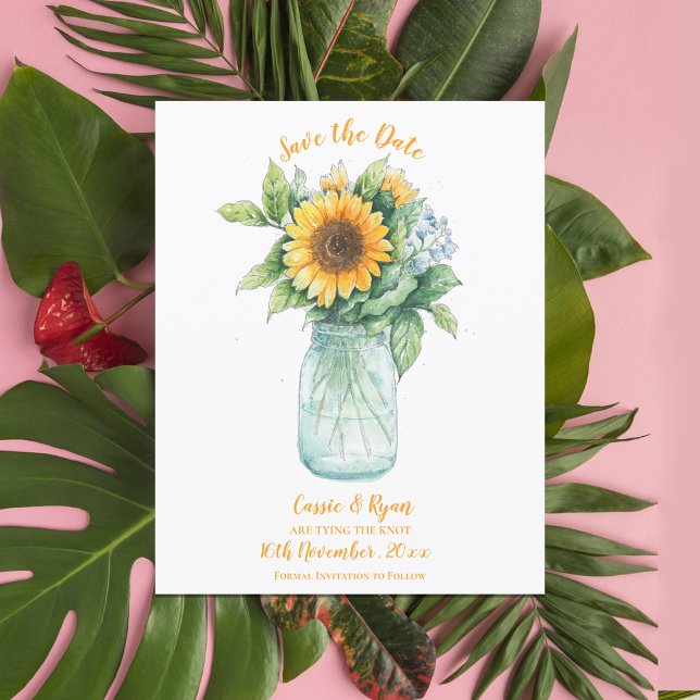 Rustikales Sonnenblumenland Hochzeit Save the Date (Rustic Sunflower Country Wedding Save the Date)