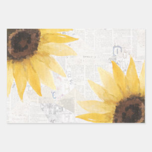 Rustikales Sonnenblumenpapier Geschenkpapier Set