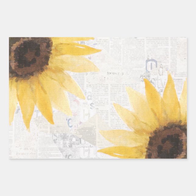 Rustikales Sonnenblumenpapier Geschenkpapier Set (Vorderseite)