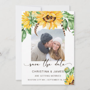 Rustikales Sonnenblumenstrauß-Foto-Script Save The Date