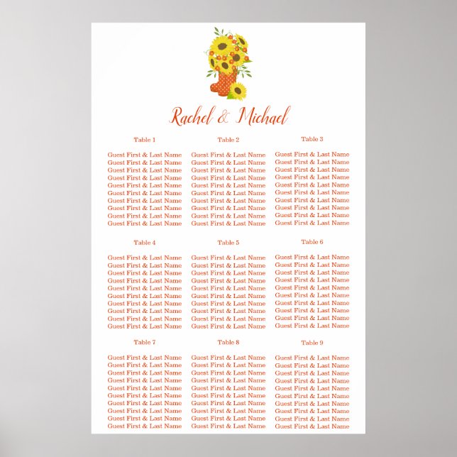 Rustikales Sonnenblumenthema Hochzeit Poster (Vorne)