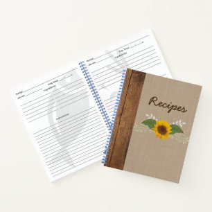 Rustikales Sonnenstudio-Rezept-Notebook Notizbuch