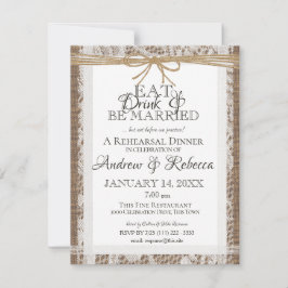 Rustikales Spitzen- und Burlap-Probe-Dinner Einlad RSVP Karte