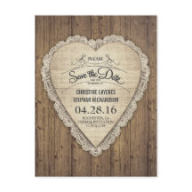 rustikales Spitzenholzherz Save the Date