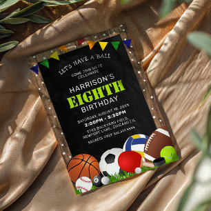 Rustikales Sportgewerbe Kindergeburtstag Party Einladung