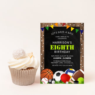 Rustikales Sportgewerbe Kindergeburtstag Party Einladung