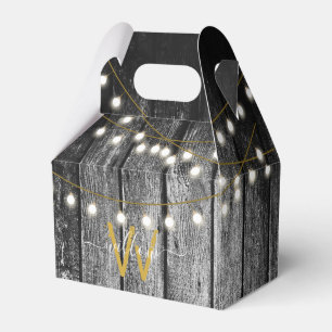 Rustikales Stall Black Wood Gold String Lights Mon Geschenkschachtel