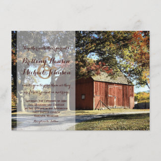 Rustikales Stall und Bäume Land Hochzeit Einladung