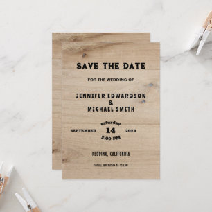 Rustikales Stallenholz - Hochzeit Save the Date Einladung